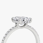 Radiant Cut - Pave Band Hidden Halo - Classic Engagement Ring- 14 K Gold